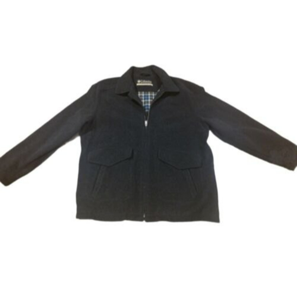 Columbia Sports Wearcoat Dark Gray Wool Jacket Coat Plain Lined Mens Size XL